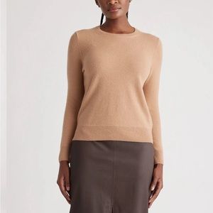 Quince Cashmere Crewneck Sweater Camel Size Small